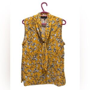 Adrienne Vittadini Yellow Floral Blouse XL
